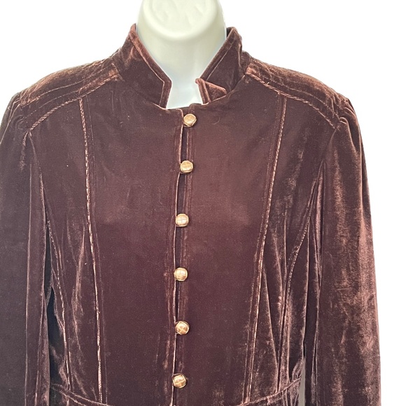 Raindrops Jacket Blazer Burgundy Velveteen Sz L Peplum Winter Fairy Whimsy Loops - Picture 4 of 10